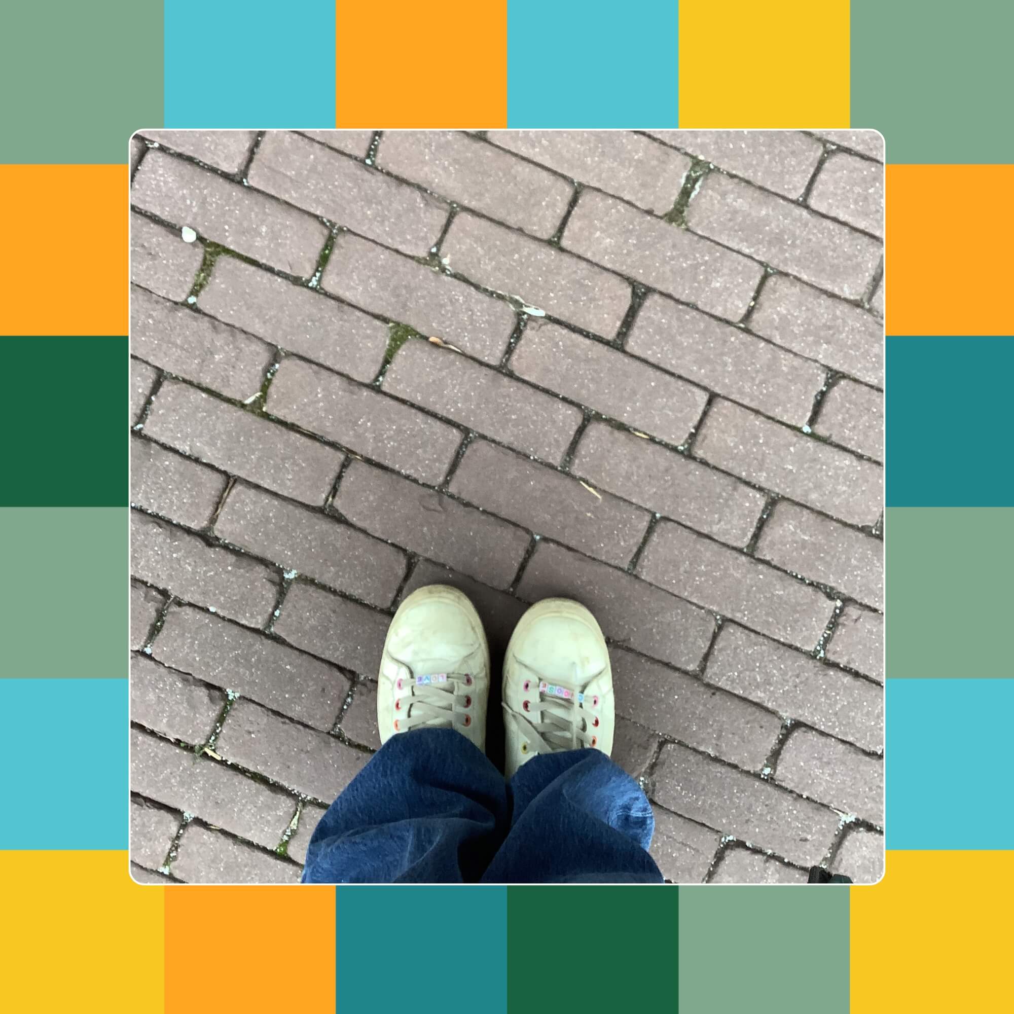 Photograph taken by a child looking down at their feet