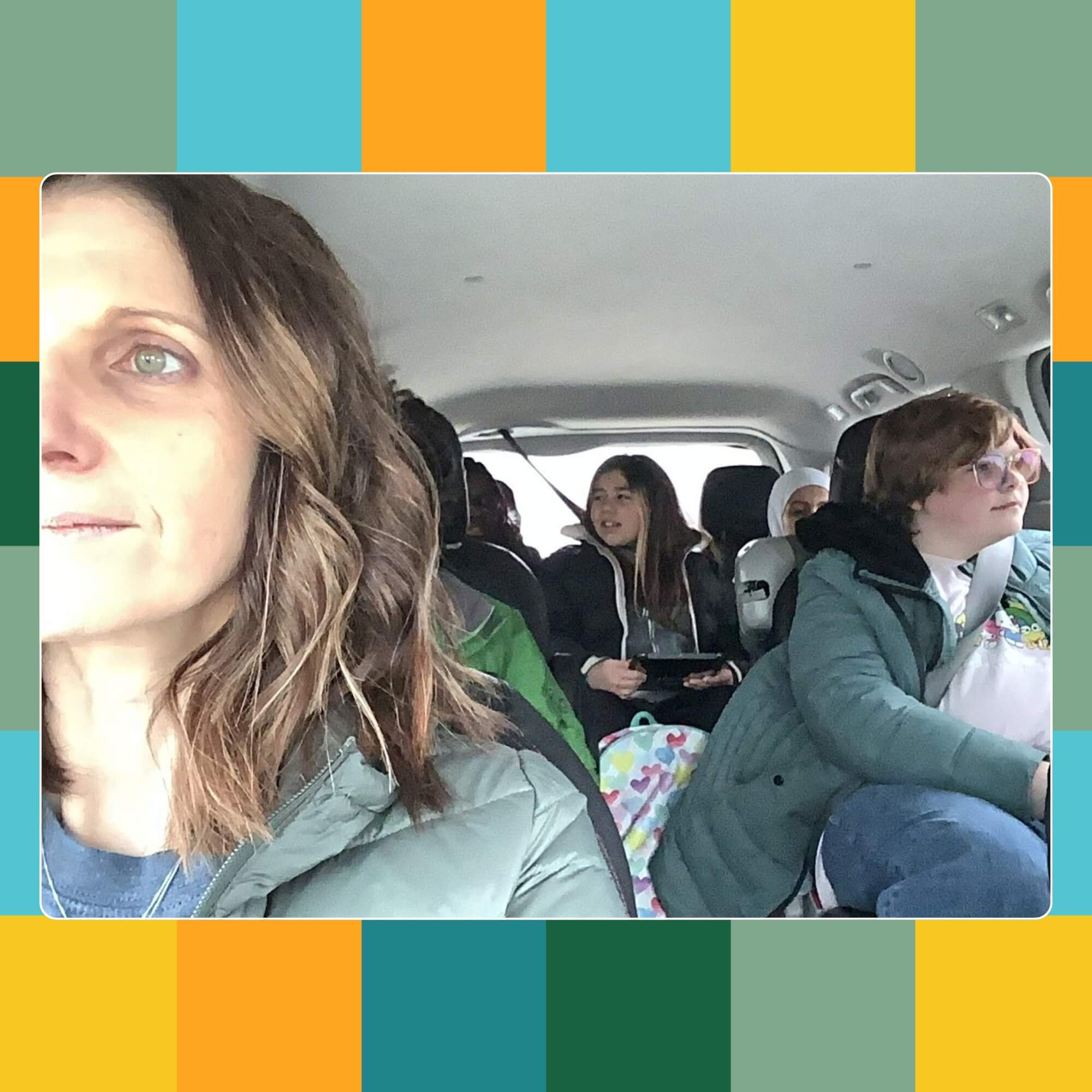 CLICK research team member driving in car with children.